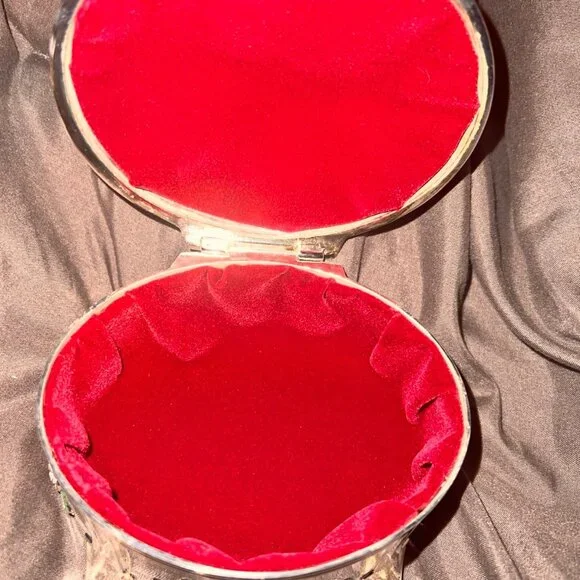 925 Silver jewelry box with pink roses design and red velvet liner inside. NEW